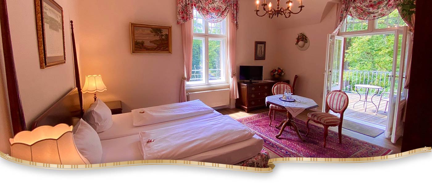 Ansicht der Rosenzimmers im Hotel Kronprinz Falkensee